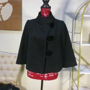 Miss Me Black Collar Jacket Cropped Peacoat style Asymmetrical buttons Size S